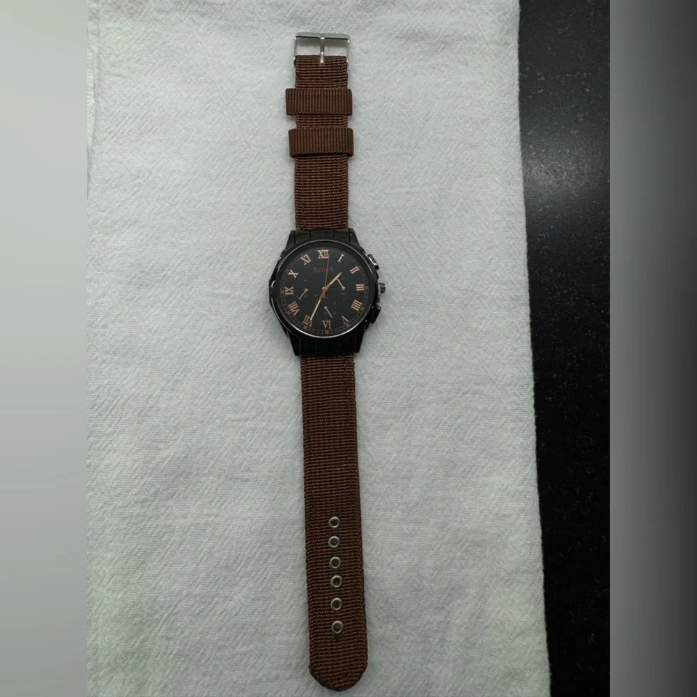 Men’s Watch Set Brown canvas band NEW